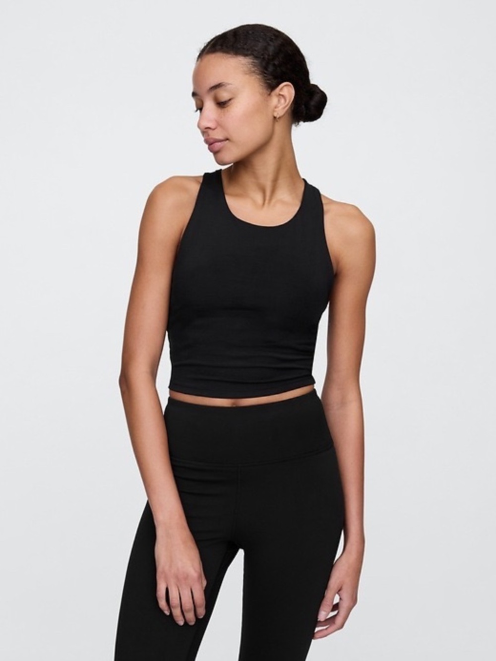 NWT GapFit Studio Longline Sports Bra Black Medium Poweryou